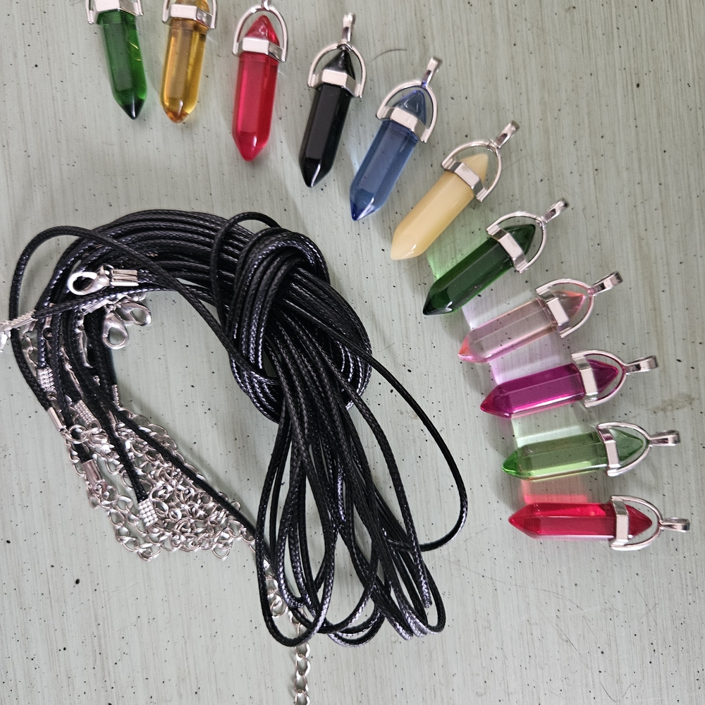 Colorful Crystal Pendant Necklace Set
